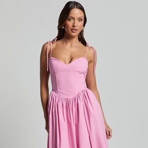 Holly Midi Dress - Corset Lace Up Dress with Split